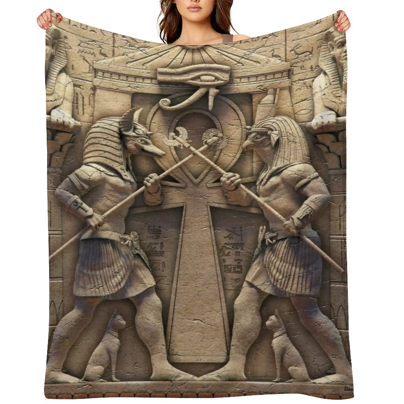 

Egyptian Gods Throw Blanket wednesday Baby Travel Soft Plaid Blankets