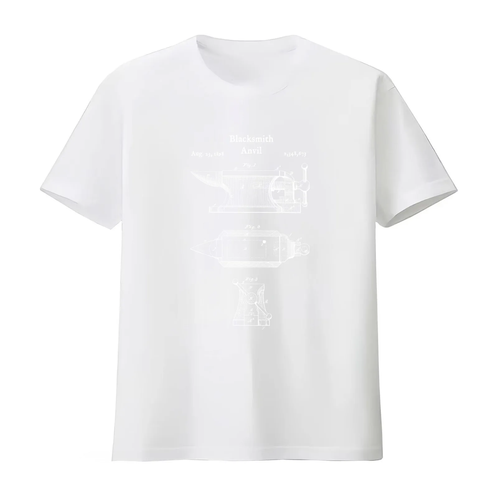 Blacksmith Anvil Blueprint Shirt - Iron Blacksmithing Tee T-Shirt Summer Casual Cotton Tee Unisex Men Women