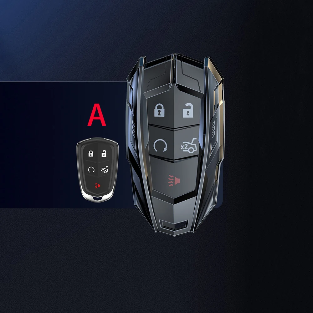 Car Key Shell Case Cover for Cadillac ATS CT6 CTS DTS XT5 Escalade ESV SRX STS XTS ELR 2014 - 2018 Remote Key Holder Keychain