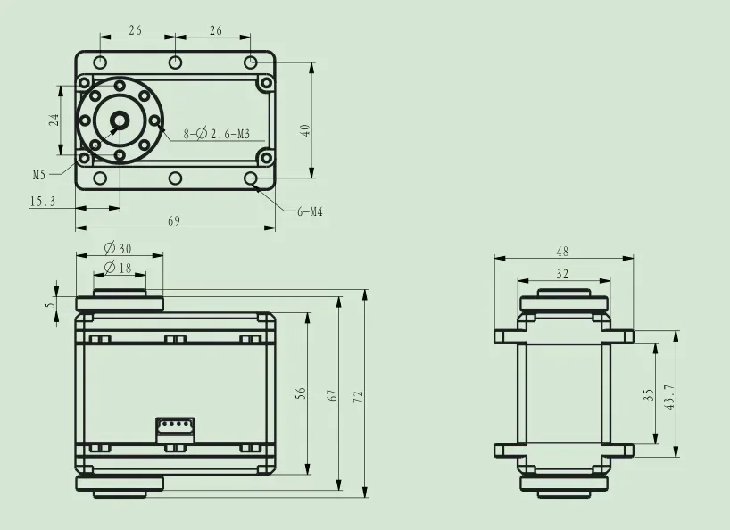 K-Power RDM200T 12V 200KG bürstenloses Doppelwellen-Roboterservo mit hohem Drehmoment