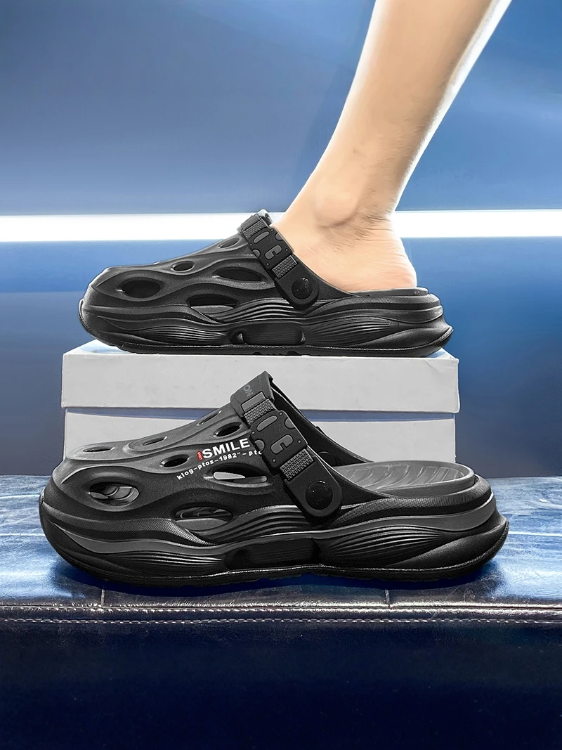 Men's Summer Outdoor Wear Thick Bottom Clog Shoes Casual Sports Driving Two Users Outdoor Water Beach Sandals Comfortable Fli...