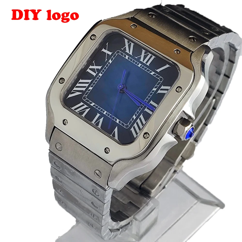 38mm Silver Watch Case Fit NH34 NH35 NH36 Automatic Movement 316L Stainless Steel Sapphire Glass 10Bar Waterproof Custom Logo