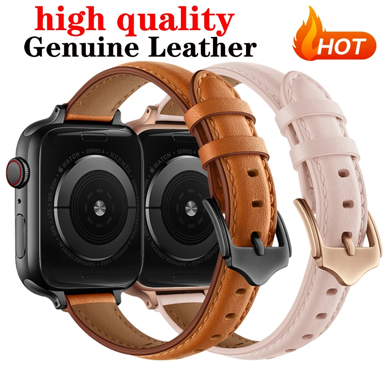 Leather Strap for Apple Watch band 7 45mm 41mm SE High Quality Derm Wrist Bracelet Iwatch Series 6 5 4 44mm 40mm 3 2 1 42mm 38mm