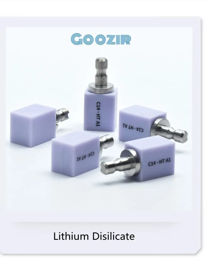 Goozir Iithium Disillicate Glass C14 HT LT 5pcs/Box Dental Lab Glass Ceramic Block Cad Cam Block Beautiful Dentures