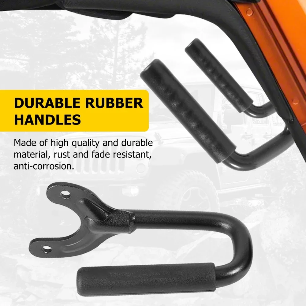 2pcs Front Grab Grip Bar Handles Black Aluminium Alloy For Jeep Wrangler TJ 1997-2006 Interior Styling Rooftop Safety Handles