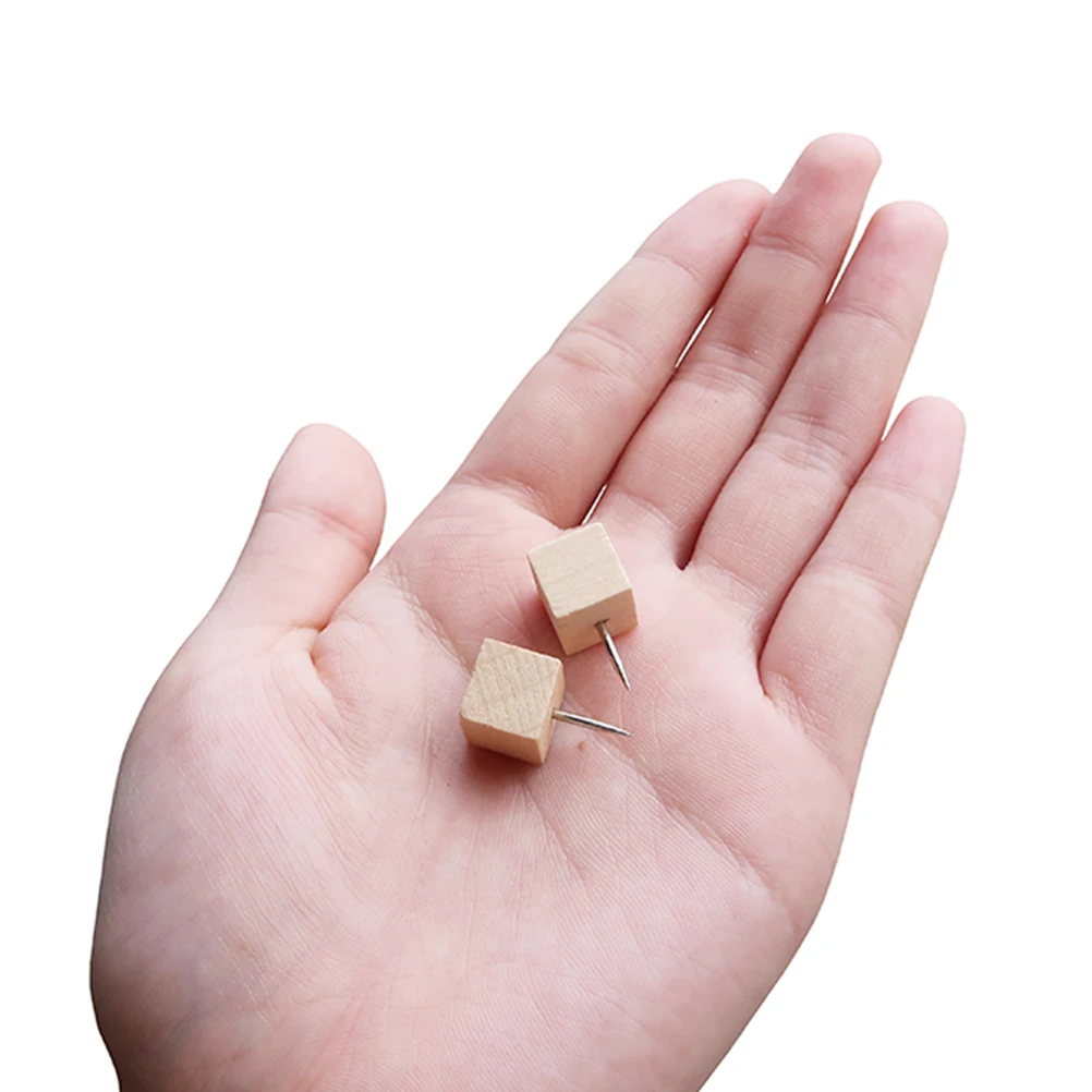 50 قطعة دبابيس ضغط الخشب مربع الزخرفية Thumbtacks الإبداعية السلامة المعادن الأظافر ل لوحة الفلين نشرة خريطة صور مكتب المدرسة