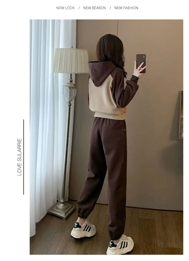 Fashion Set for Women in Autumn and Winter New Loose and Thick Western-style Casual Sports and Age Reducing Two-piece Set