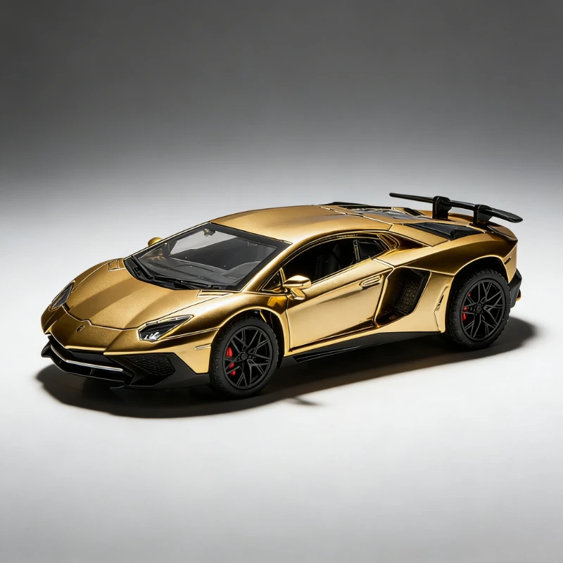 

Модель суперкара Lamborghini SVJ LP750 в масштабе 1:32 со звуком и светом, литая под давлением, для мальчиков, миниатюрная машинка-игрушка