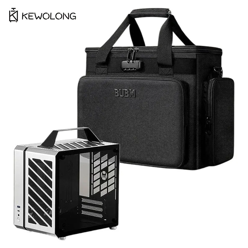 Desktop PC Carrying Case for 32/27 Inch Monitor - Computer CPU Tower Bag with Keyboard Compartment, Heavy Duty Moving Storage