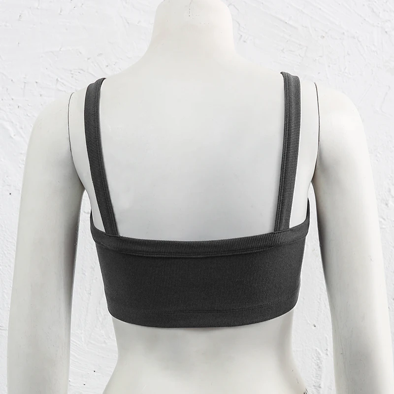 Gestrickte Baumwolle Frauen Rohr Top Stretchy Rippen Ärmellose Streetwear Schlank Weiß Crop Tops Sexy Sommer Tops Cami Femme – Detail 27