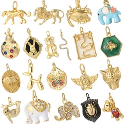 Goth Elephant animal Charms for Jewelry Making Supplies Golden Balloon Dog Cute Charm Dijes Diy Woman Earring Bracelet Necklace