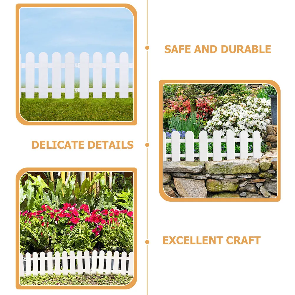 6Pcs White Garden Fence Decorative Plastic Lawn Plant Border Yard Fence for Outdoor Garden Landscaping Edging Bed Protection
