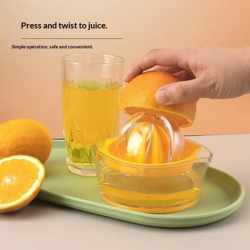 Manual Plastic Citrus Juicer With Built In Measuring Cup: Home Squeezing Fresh Orange Lemon Juice