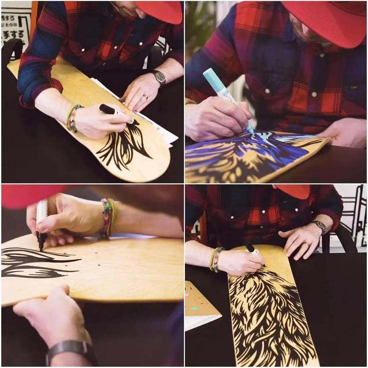 لوح التزلج السبورة 43 سنتيمتر 60 سنتيمتر 72 سنتيمتر 80 سنتيمتر مرسومة باليد الرسم الأصلي لوح خشبي لتقوم بها بنفسك لوح تزلج فارغ للأطفال لوح تزلُّج