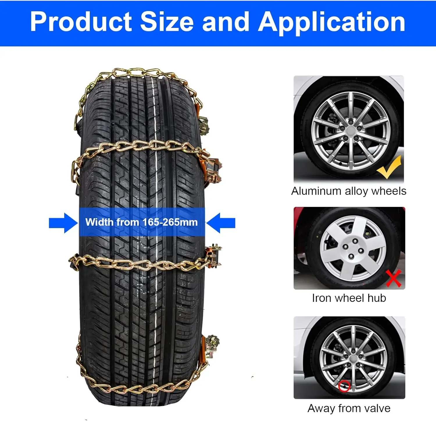 Car tires Anti-Slip belt Snow Safety Car necklaces Fit Universal Snow Chainers For Car 8Pcs Ninonly Snow Chakins