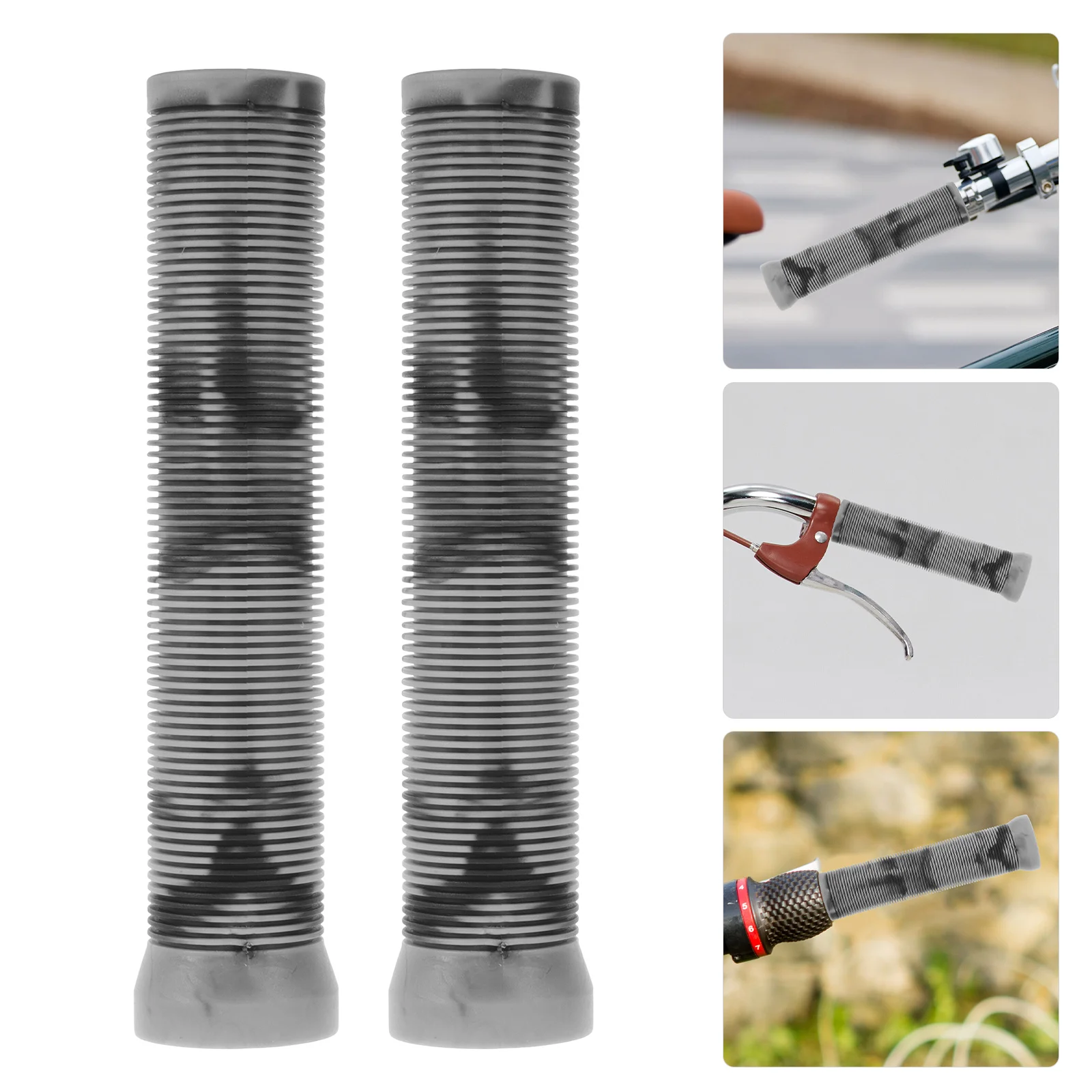 

1Pair Bicycle Handlebar Grips Thickened Rubber Non Slip Extended Design for Fixed Gear Bikes Scooters Comfortable Ergonomic