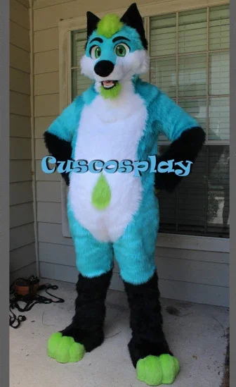 

Halloween Long Fur Husky Dog Fox Fursuit Furry Mascot Costume Suit Cosplay Fancy Dress Adult Outdoor Outfit Fur suit