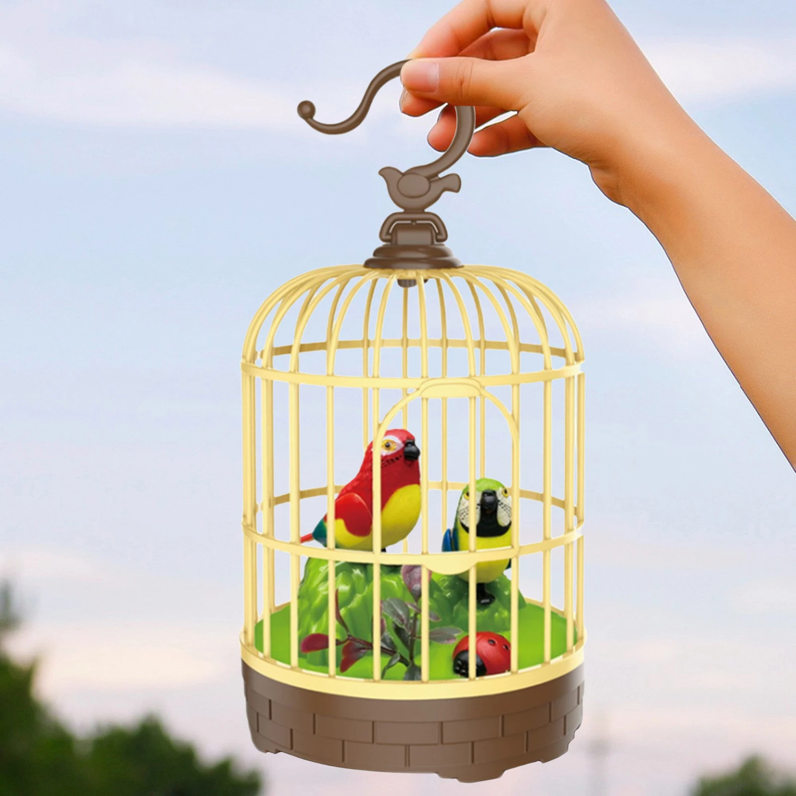 Singing&Chirping Bird In Cage Realistic Sounds&MovementsSinging Chirping Bird Toy In Cage Realistic Sounds Movements Activated