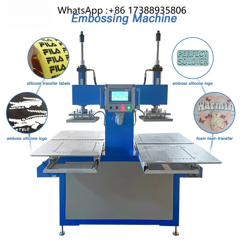 Intelligent Double-Head Automatic Embossing Machine for Leather & Clothing Label Plastic Product Making Machinery