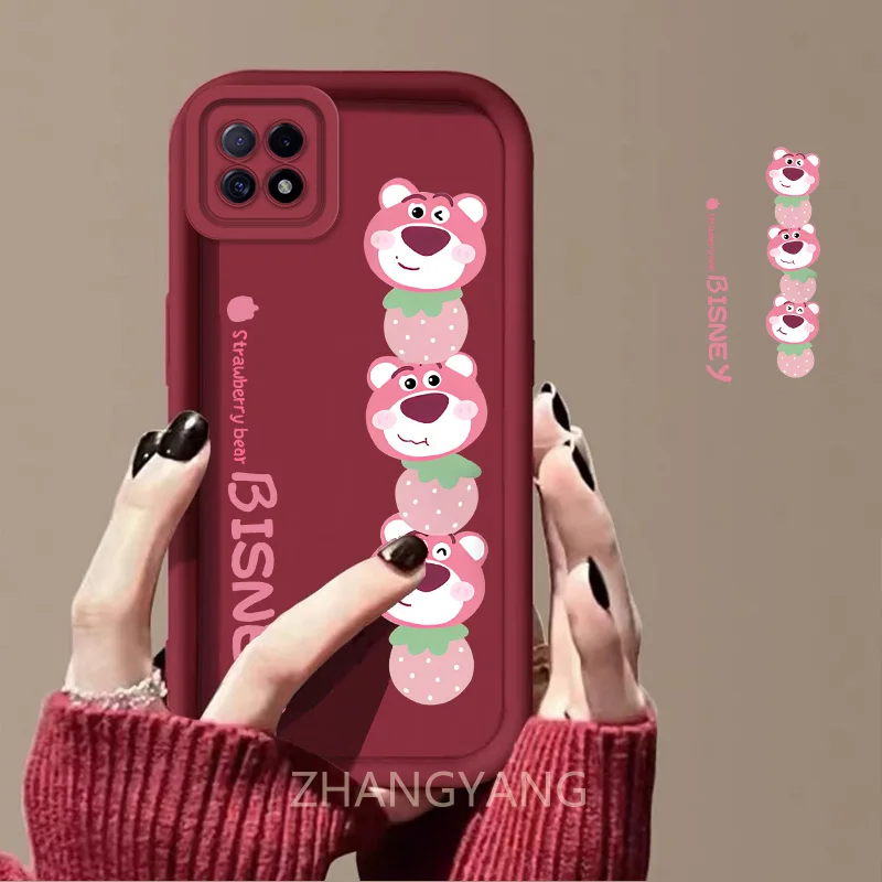 Case For OPPO Reno 4Z Cute cartoon bear phone case with silicone TPU soft case anti drop and shockproof phone camera fully cover