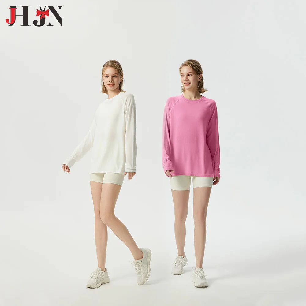 JHJN Yoga Clothes For Women Loose And Slimming Butt Covering Fitness Suit Smock Training Running Top Long Sleeved T-shirt Luxury