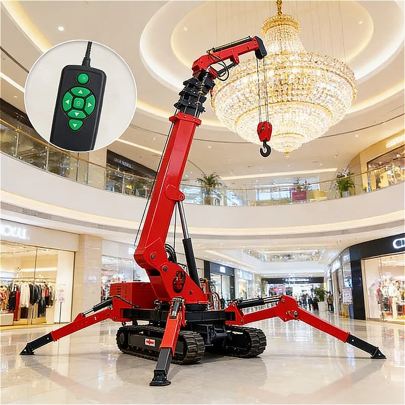 Spider Crane 2 Ton Mini Crawler Crane with Fly Jib and Basket for High Rise Window Cleaning Platform Customized High Quality