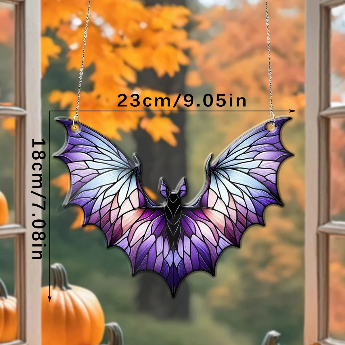 Stained Glass Effect Acrylic Bat Hanging Decoration Gothic Halloween Window Decor Colorful Suncatcher for Home Party Decor Gift view 6