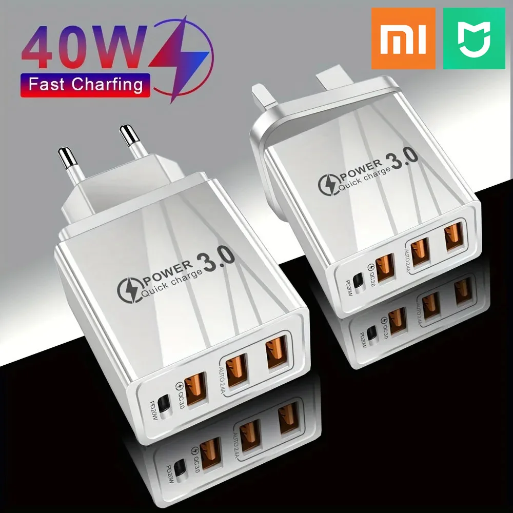 

Mijia 40W 2A 3 USB/1 Type-C Charger Multiport Charging Head EU/UK/US Regulation Wall Charger Mobile Phone Accessories for Xiaomi