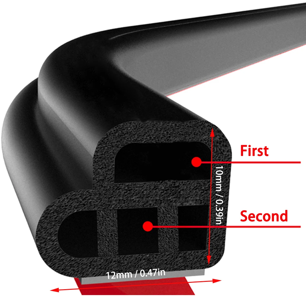 10m Car Door Rubber Seal Strip Auto Protector Double Layer Sealing Strips Car Rubber Seal For Car Trunk Sealant Sound Insulation