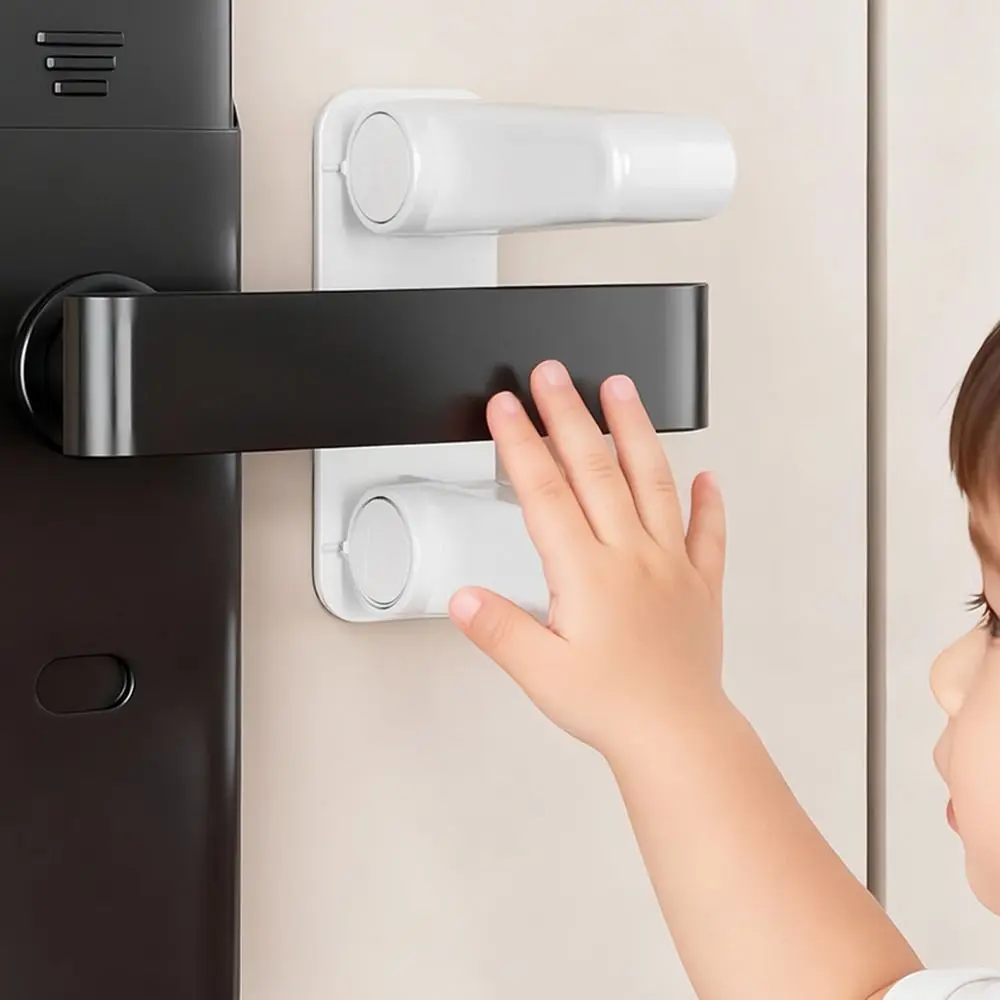 

2Pcs Strong Adhesive Childproof Door Handle Lock Strong Load-bearing No Drill Baby and Children's Safety Lock White