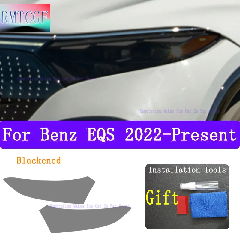 

For Benz EQA EQB EQS SUV2021 2022 Present-Car Headlight Protective Film Headlamp Restoration Light Transparent Black TPU Sticker