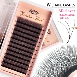 Extensions de cils en forme de déesse 3DW, cils en éventail préfabriqués, cils de style W, faux vison confortable, volume naturel