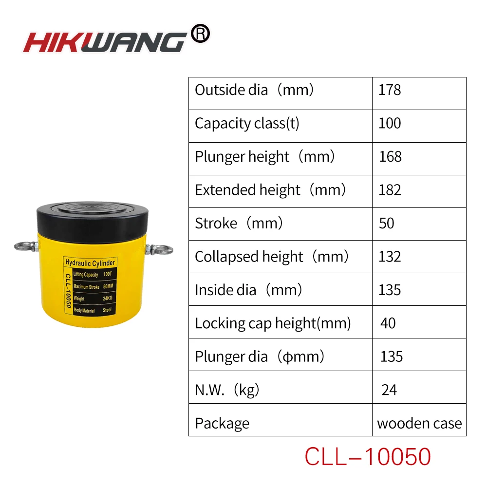 CLL-10050 Single acting 100ton lock nut hydraulic cylinders high tonnage safe lock lift jack