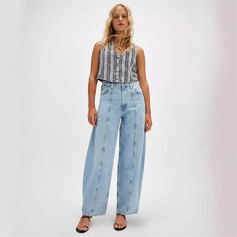 

Women 2025 New High Waisted Loose Straight Leg Jeans Vintage Washed Denim Pants Casual Streetwear Fashion Trousers For Women