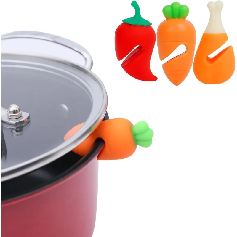 Silicone Pot Lid Anti-overflow Rack Carrot Chicken Drumsticks Pepper Shape Heat Resistant Bracket Creativity Gadgets
