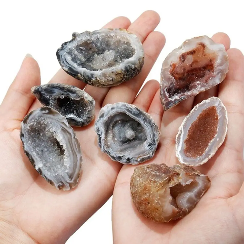 1 PC Irregular Shape Mineral Ore Collectible Specimen Healing Stones Crystal Cluster Natural Agate Geodes Drusy Quartz Slice