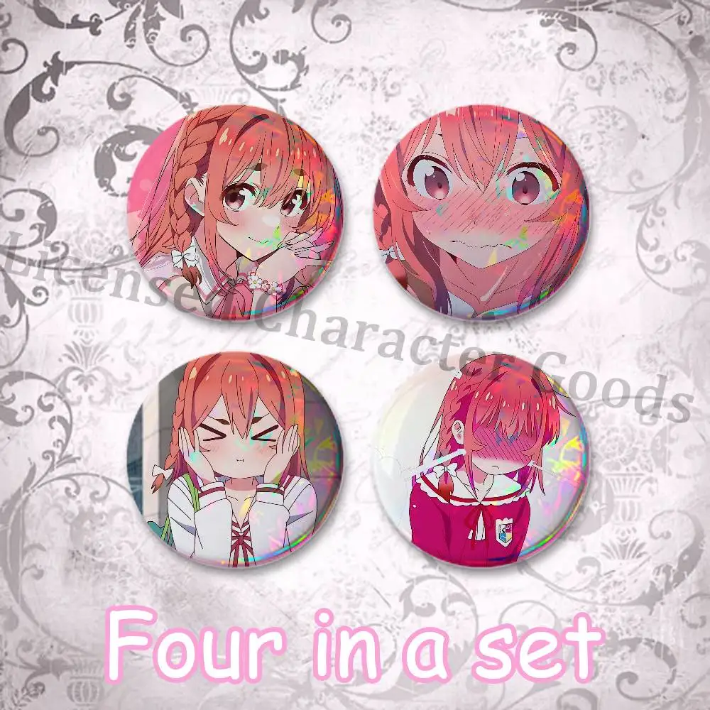 S-Sumi S-Sakurasawa Custom Mini Pill Badge 25mm Button Pins 4-Piece Set 75mm Oversized Pin Badge 2.25 Inch