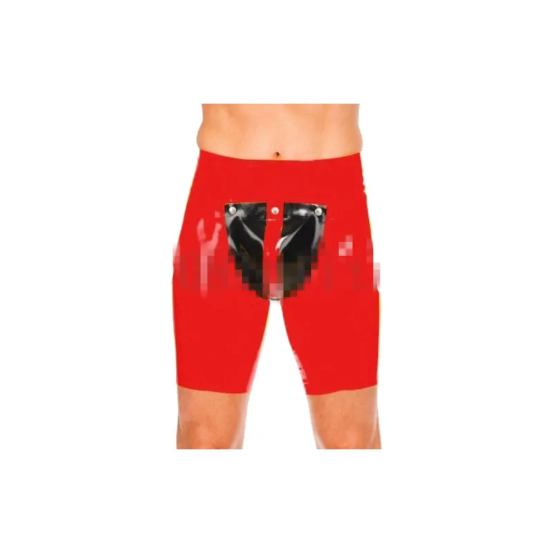 

Latex Rubber Gummi cool Red and black tight Hip-lifting sport shorts Halloween Cosplay