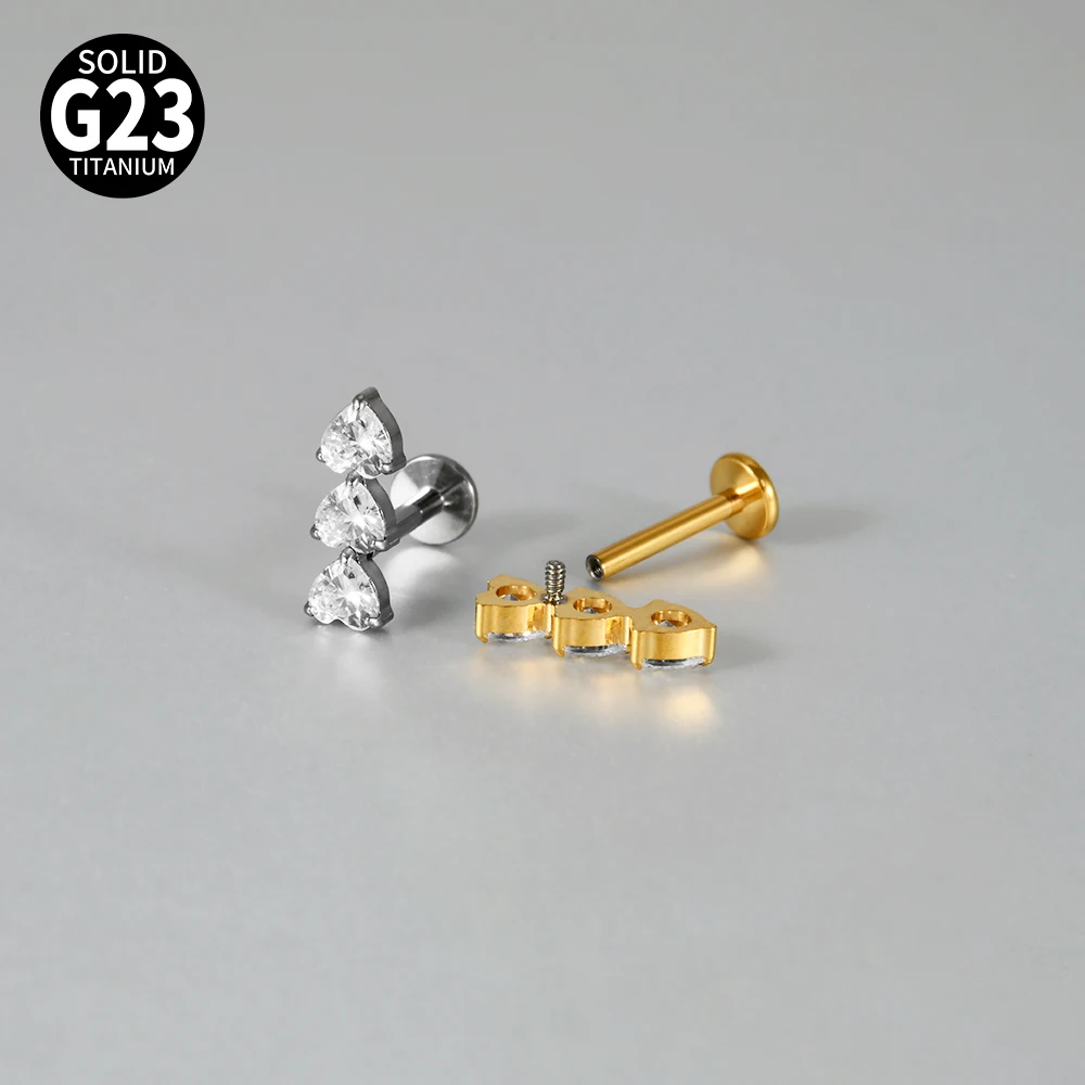 G23 Titanium Star Zircon Lip Studs