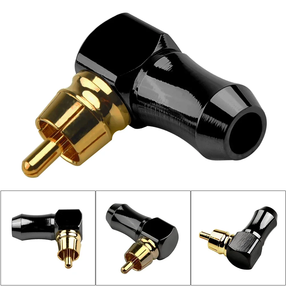 For RCA Right Angle Male Plug Copper Audio Video Connector Soldering Adapter 6.35 Mm Male For RCA Plug Accessories