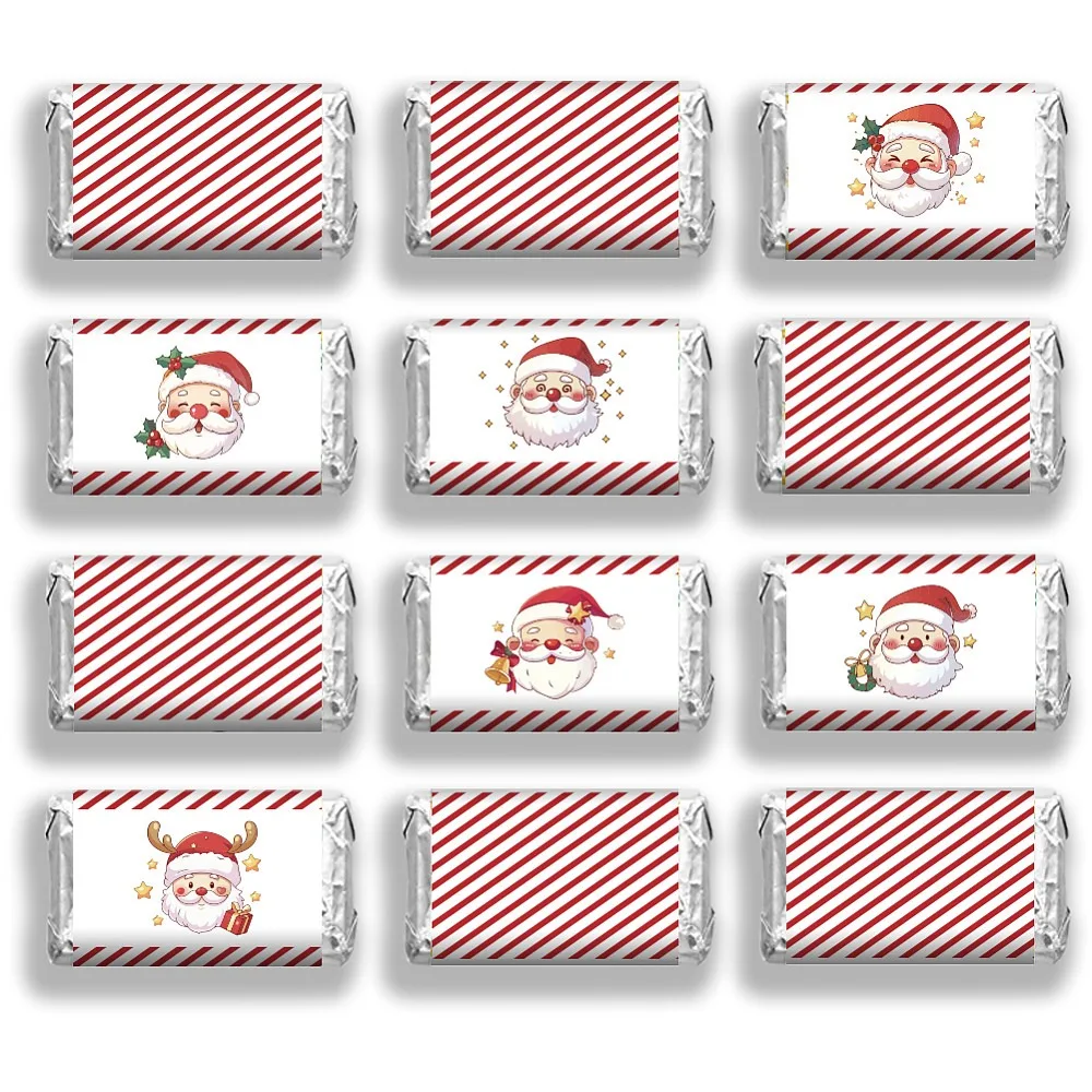Leaf Paper Self Adhesive Mini Bar Wrappers Baby Shower Lable Stickers for Baby Boys Girls Shower Decor Santa Claus