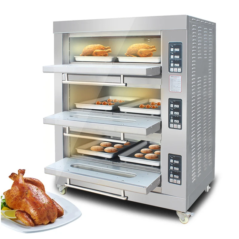 

Oven Electric Commercial Computer Touch Screen Three Layer Nine Plate Food Processors Bread Pizza Cake Equipment Bakery Furnace