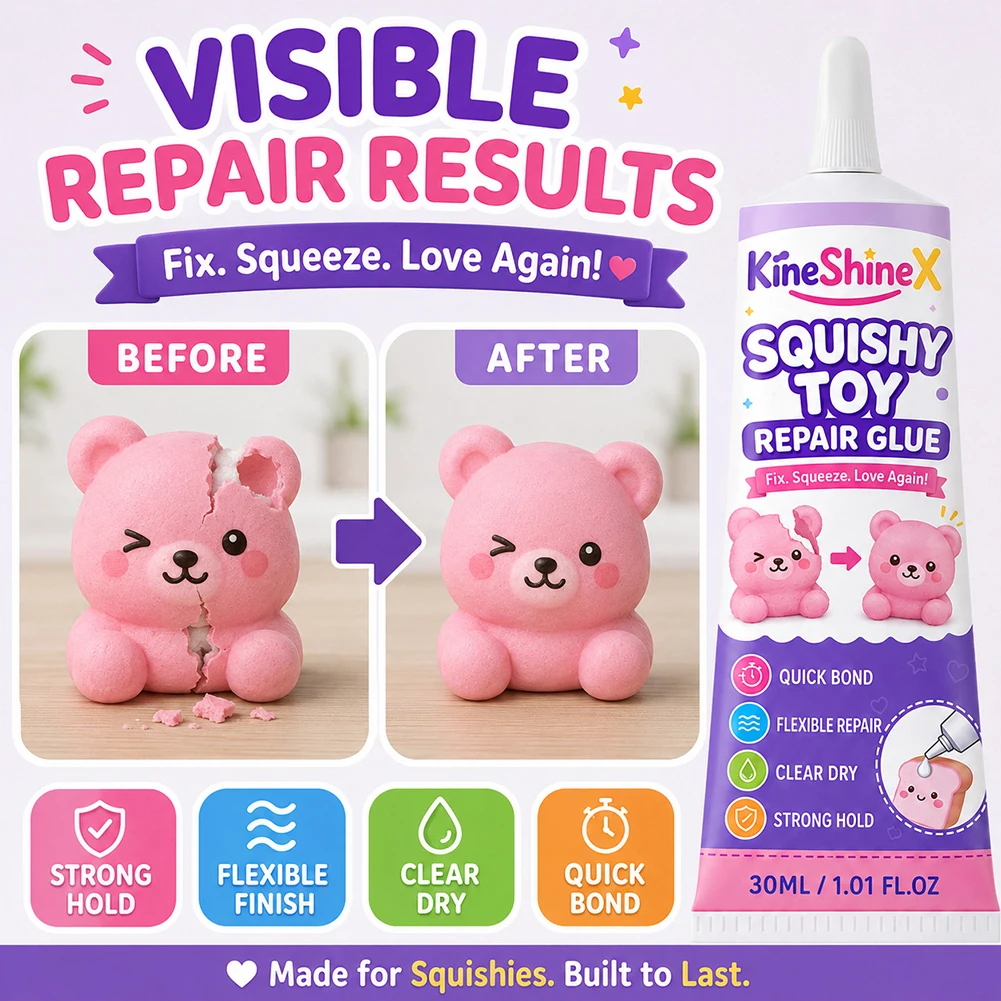 Kids' Stress Relief Squishies Repair Glue Professional TPR Glue for Squishies Stress Balls Strong Bond with Precision-Tips