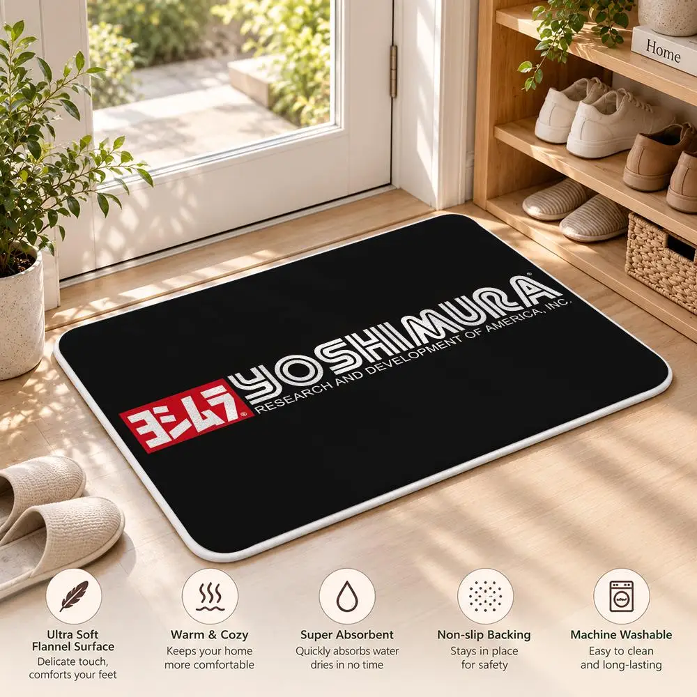 Y-Yoshimura Motorsports Racing Floor Mat Flannel Rug Soft Non Slip Door Mat For Bathroom Bedroom Kitchen Living Room Home Decor