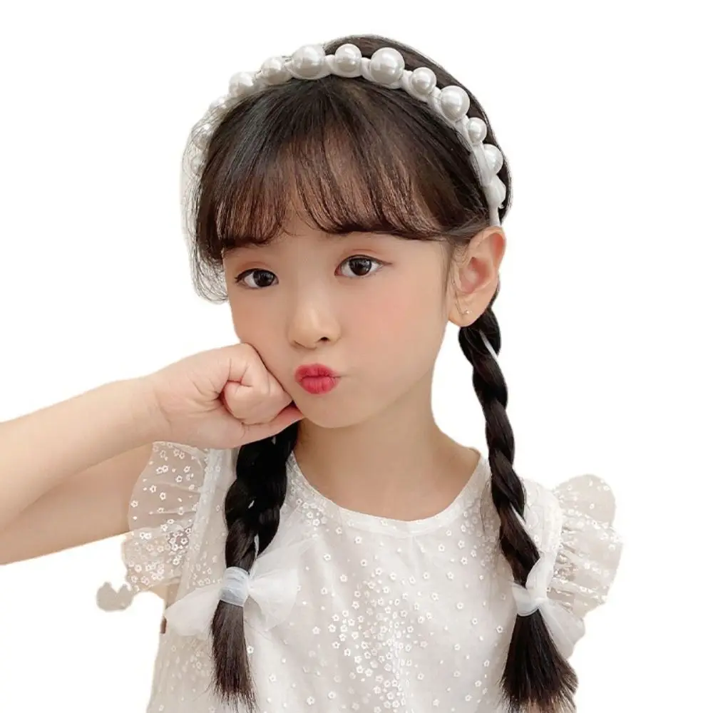 Korean Style Pearl Ribbon Hairband Hair Wear Head Wear Children Wreath Headband 3D Hair Clip Princess Hair Hoop Decoration