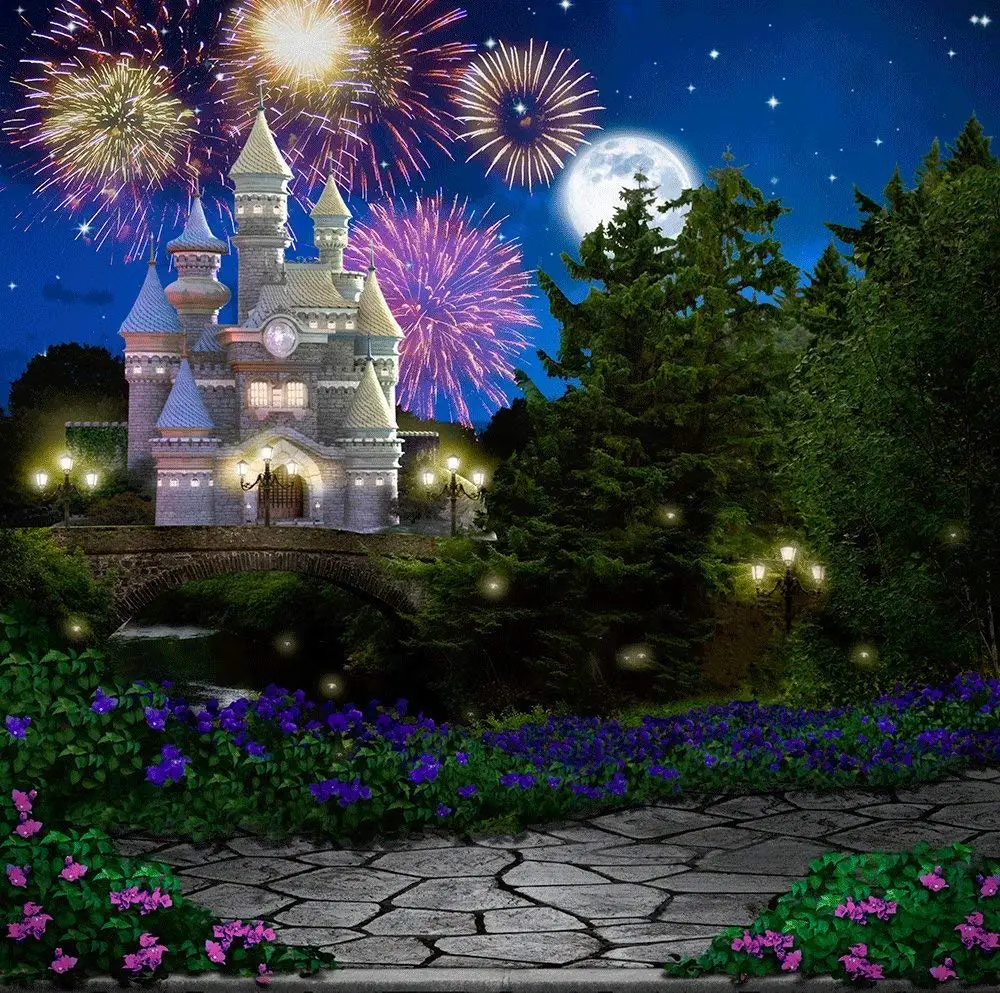 

fairy tale Cinderella Castle Fireworks Forest Flower backdrops computer print party supplies Photography Studio Backgrounds