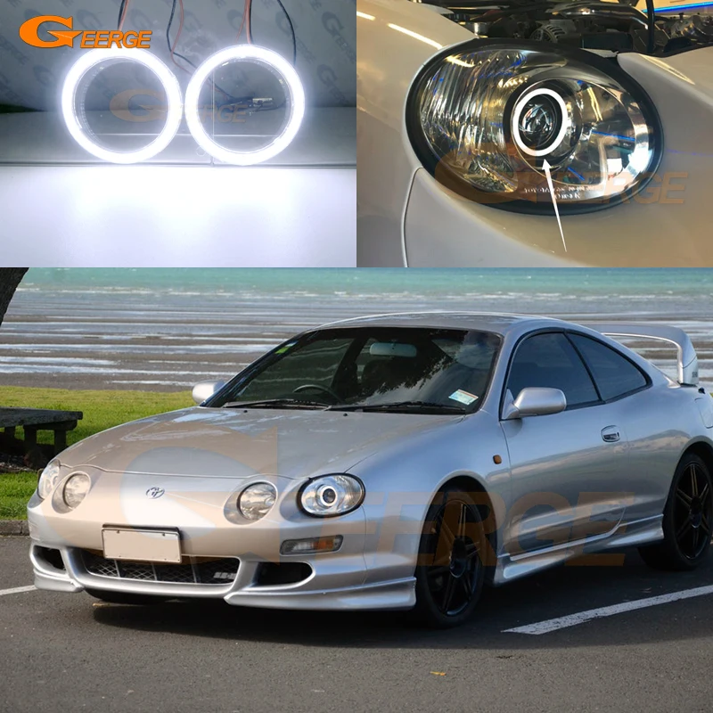 For Toyota Celica T20 1994 1995 1996 1997 1998 1999 Kouki Headlight Ultra Bright COB Led Angel Eyes Kit Halo Rings Day Light