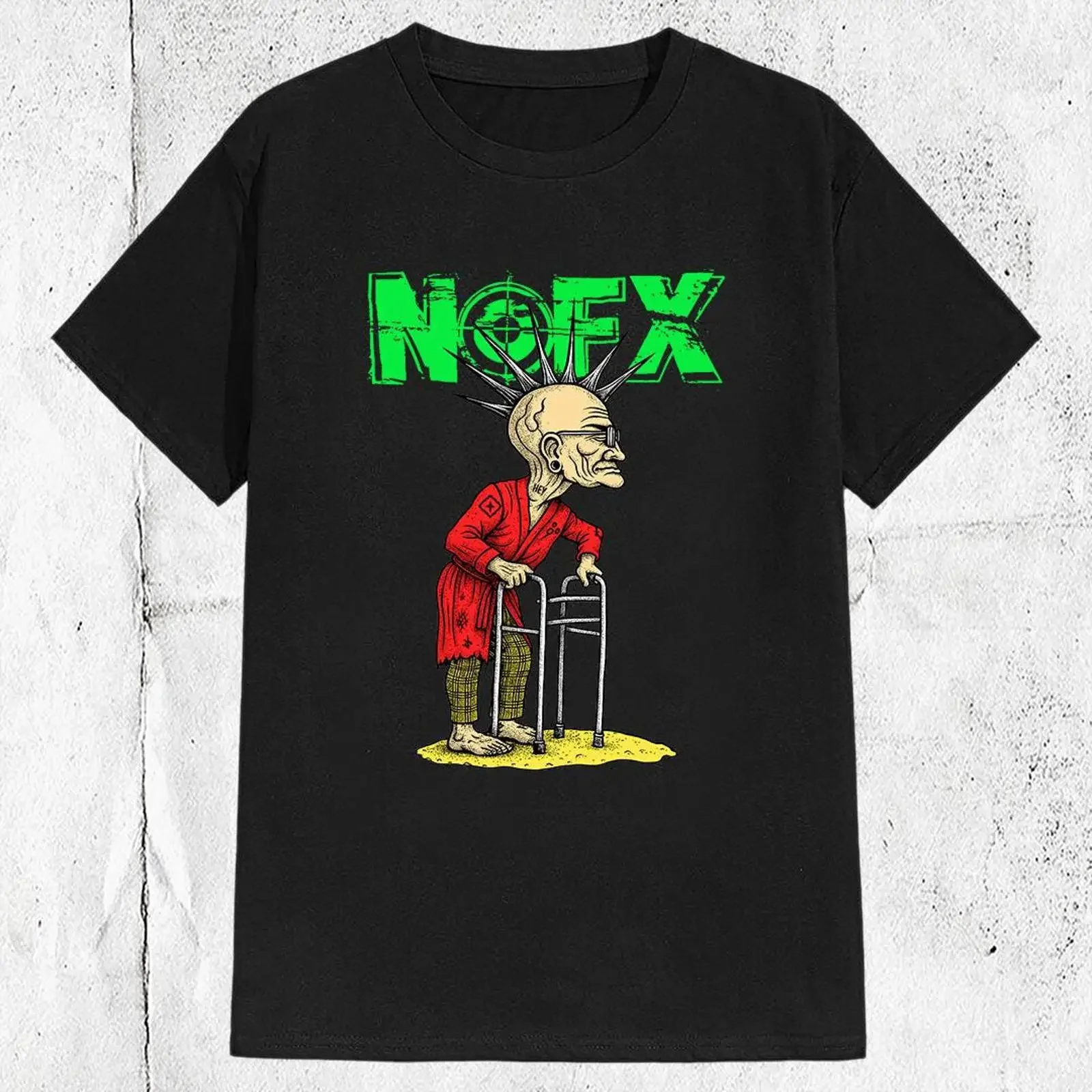 NOFX Old Punk Mohawk Walker Funny T Shirt vintage Washed Versatile Unisex Stylish Soft Slightly Breathable Comfortable