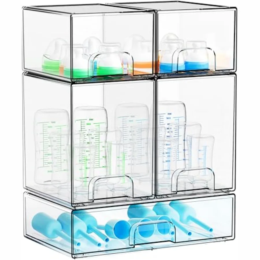

5 Set Clear Baby Bottle Organizer for CountertopBPA FREE Bottle Station Organizer for Breast Pump Parts Pacifier and Baby Acces