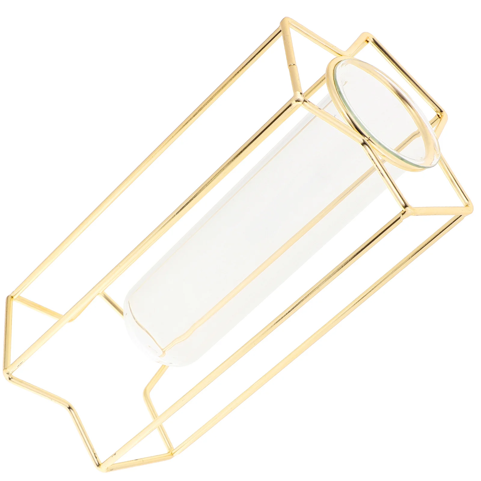 

Art Flower Vase Nordic Style Iron Stand Transparent Glass Bud Vase for Home Decor Wedding Ceremony Dried Flower